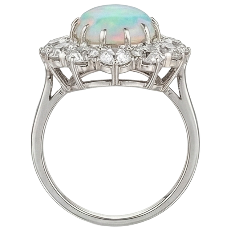 Bague De Cocktail En Opale Halo Pour Femme