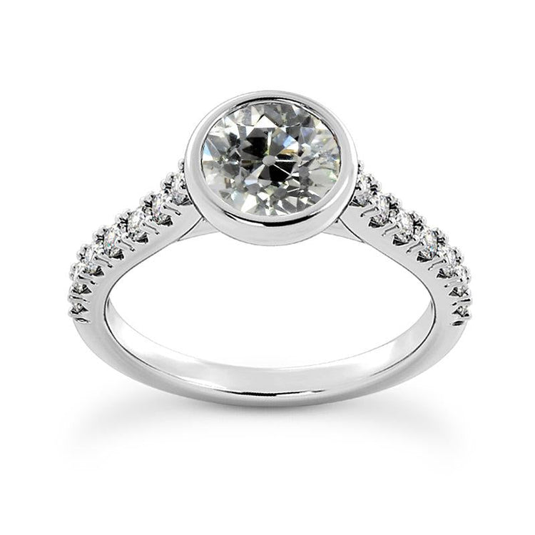 Bague De Dame Avec Accents Vieux Mineur Réel Diamond Bezel Set 4 Carats