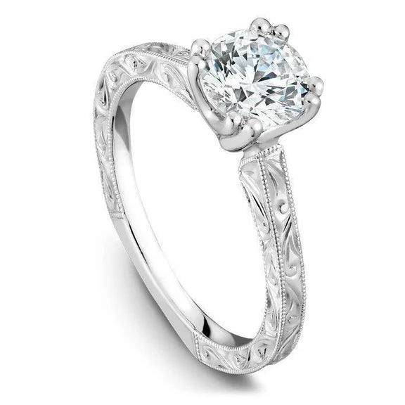 Bague De Fançailles Réel Diamant Coupe Ronde Etincelante 1 Carat Or 14K