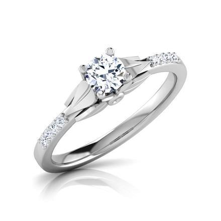 Bague De Fiançaille A 1,40 Carats De Réel Diamants Ronds 14K D'Or Blanc