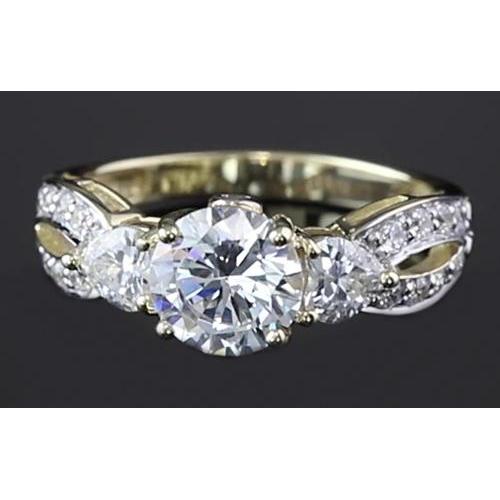 Bague De Fiançaille À 3,25 Carats De Véritable Diamants Ronds Torsadés