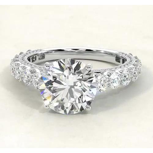 Bague De Fiançaille À 3,80 Carats De Naturel Diamants Ronds Bijoux À 14K D'Or Blanc