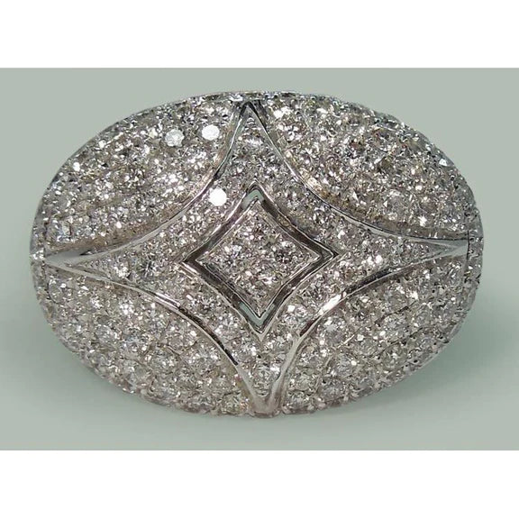Bague De Fiançaille De Luxe à 1,27 carats De Réel Diamants Ronds 14K D'Or Blanc