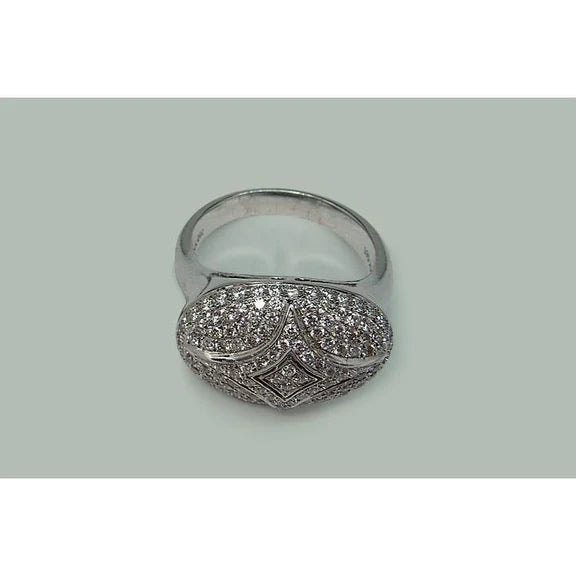 Bague De Fiançaille De Luxe à 1,27 carats De Réel Diamants Ronds 14K D'Or Blanc