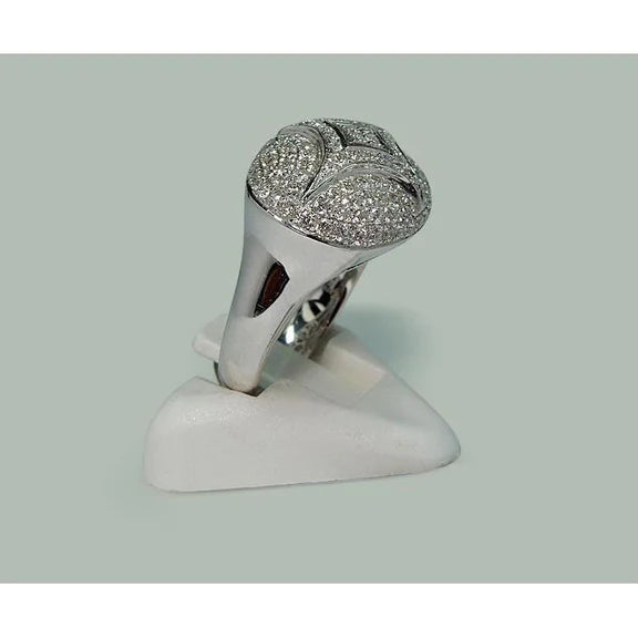 Bague De Fiançaille De Luxe à 1,27 carats De Réel Diamants Ronds 14K D'Or Blanc