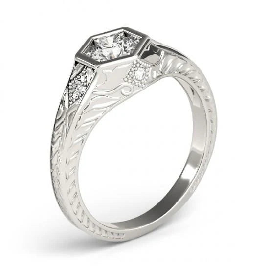 Bague De Fiançaille De Style Classique à 1,50 Carats Réel Diamant 14K D'Or Blanc