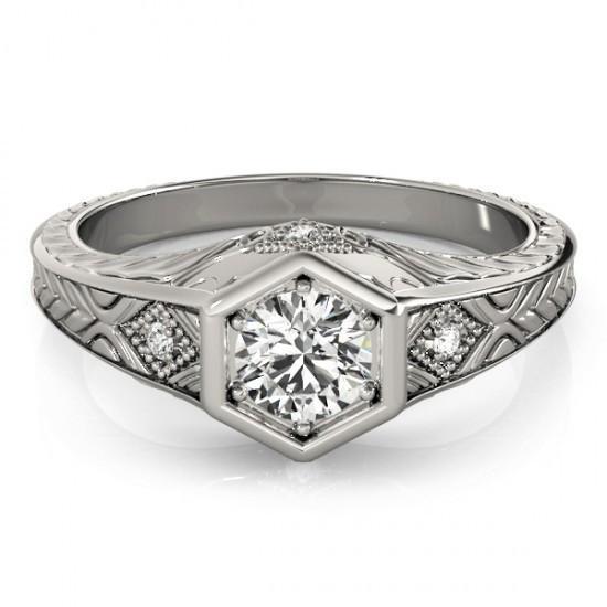 Bague De Fiançaille De Style Classique à 1,50 Carats Réel Diamant 14K D'Or Blanc