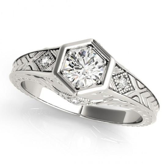 Bague De Fiançaille De Style Classique à 1,50 Carats Réel Diamant 14K D'Or Blanc