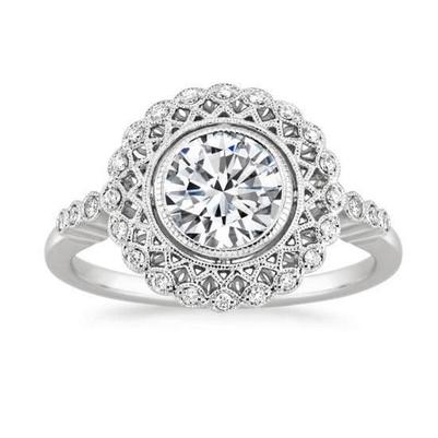 Bague De Fiançaille En Biseau À 3,50 Cts De Véritable Diamants Brillants 14K