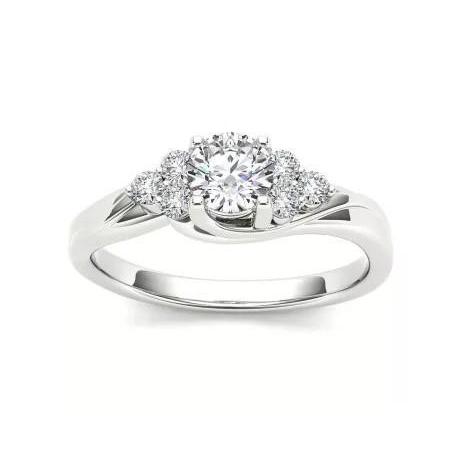 Bague De Fiançaille En Or Blanc à 1,85 Carats De Réel Diamants Ronds Étincelants