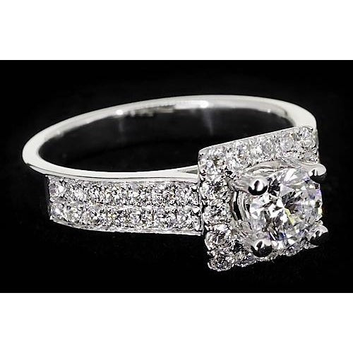 Bague De Fiançaille Pavée à 3 Carats De Réel Diamants Ronds 14K D'Or Rose Et Blanc