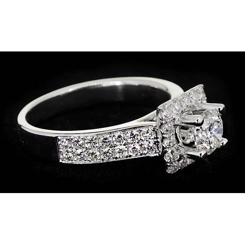 Bague De Fiançaille Pavée à 3 Carats De Réel Diamants Ronds 14K D'Or Rose Et Blanc