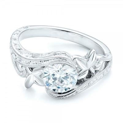 Bague De Fiançaille Solitaire à 2,50 Carats De Réel Diamants De Style Classique 14K D'Or Blanc