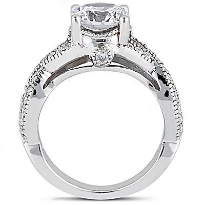 Bague De Fiançaille Tige Torsadée à 1,87 Carats De Naturel Diamants Ronds