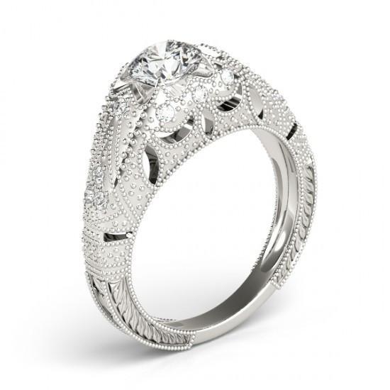 Bague De Fiançaille à 1,50 Carats De Réel Diamants 14K D'Or Blanc Solide Gravé