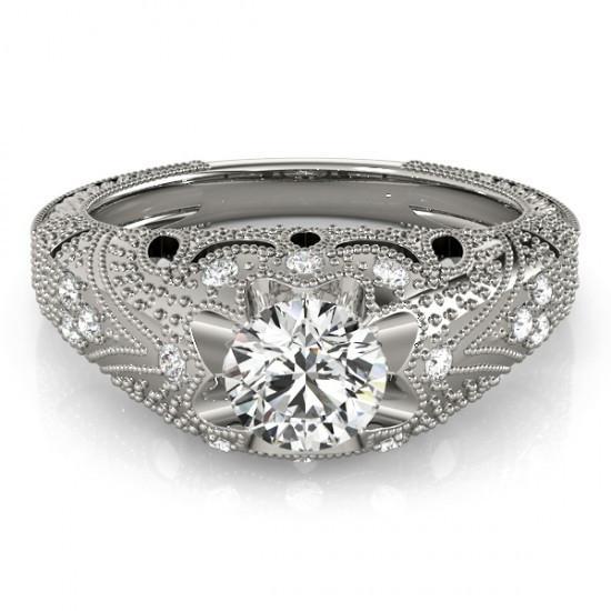 Bague De Fiançaille à 1,50 Carats De Réel Diamants 14K D'Or Blanc Solide Gravé