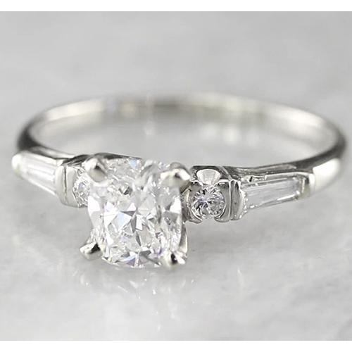 Bague De Fiançaille à 1,70 Carats De Réel Diamants Coussins 14K D'Or Blanc