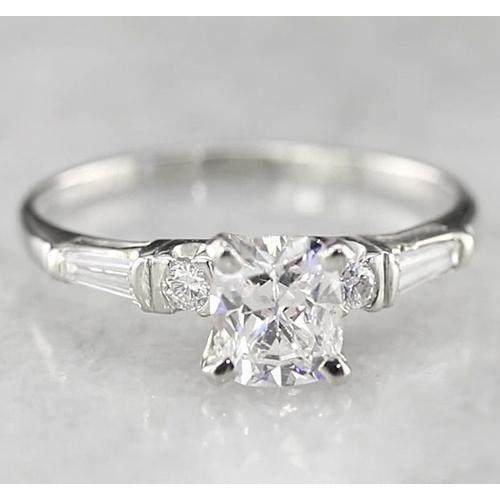 Bague De Fiançaille à 1,70 Carats De Réel Diamants Coussins 14K D'Or Blanc
