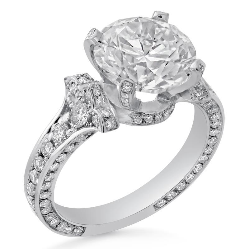 Bague De Fiançaille à 4,75 Carats De Véritable Diamants Ronds De Style Classique 14K D'Or Blanc