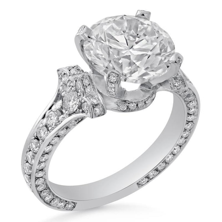 Bague De Fiançaille à 4,75 Carats De Véritable Diamants Ronds De Style Classique 14K D'Or Blanc