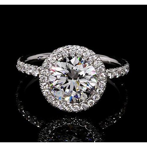 Bague De Fiançailles 7 Carats Halo Naturel Diamants Ronds Bijoux