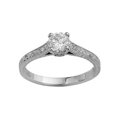 Bague De Fiançailles A L'aspect Antique Avec Réel Diamants 2.60 Carats En Or Blanc 14K