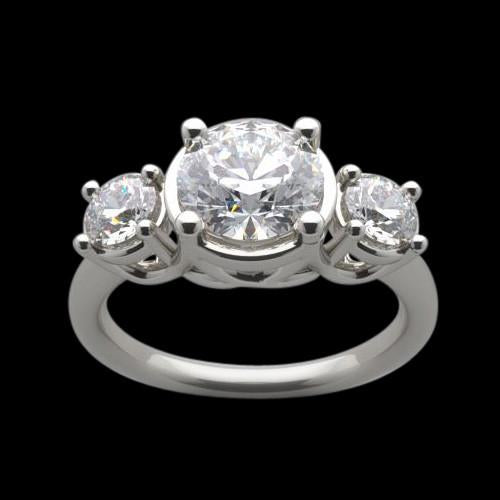 Bague De Fiançailles A Trois Pierres Naturel Diamant Lucida 4 Carats Bijoux En Or Blanc