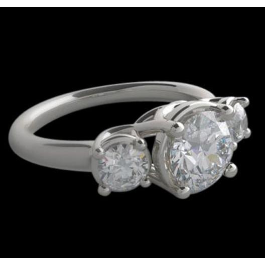 Bague De Fiançailles A Trois Pierres Naturel Diamant Lucida 4 Carats Bijoux En Or Blanc