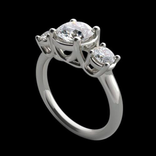 Bague De Fiançailles A Trois Pierres Naturel Diamant Lucida 4 Carats Bijoux En Or Blanc
