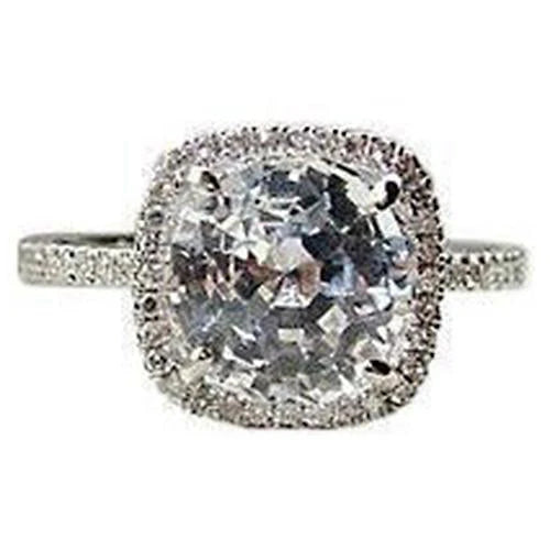 Bague De Fiançailles Avec Halo De Réel Diamants Ancien Mineur Coussin 1.50 Ct En Or Blanc 14K