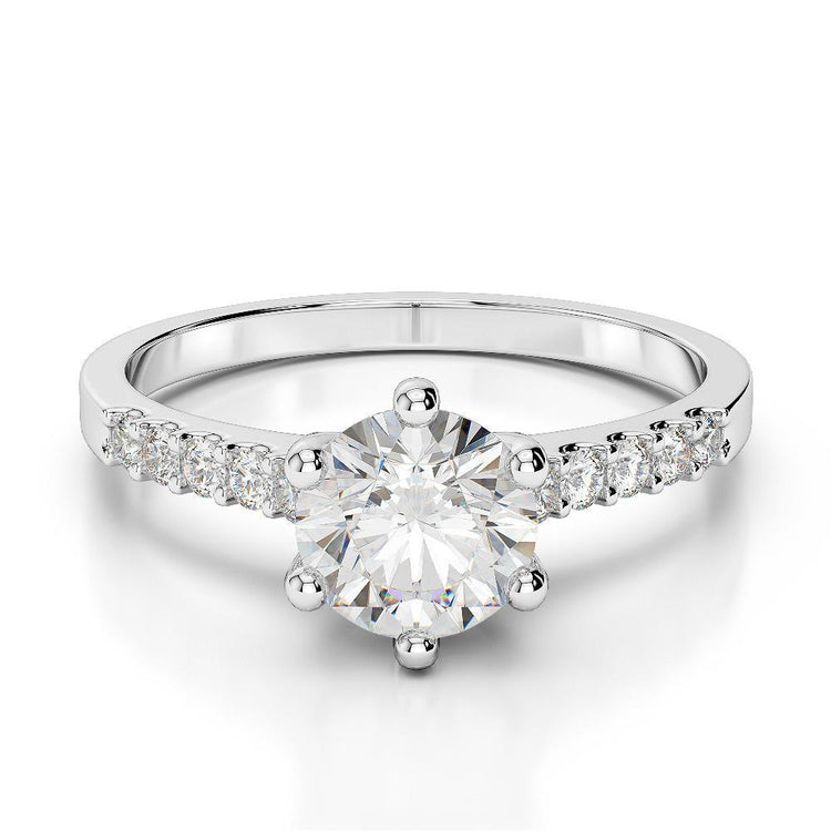 Bague De Fiançailles Avec Naturel Diamants De 2.85 Carats En Or Blanc 14K