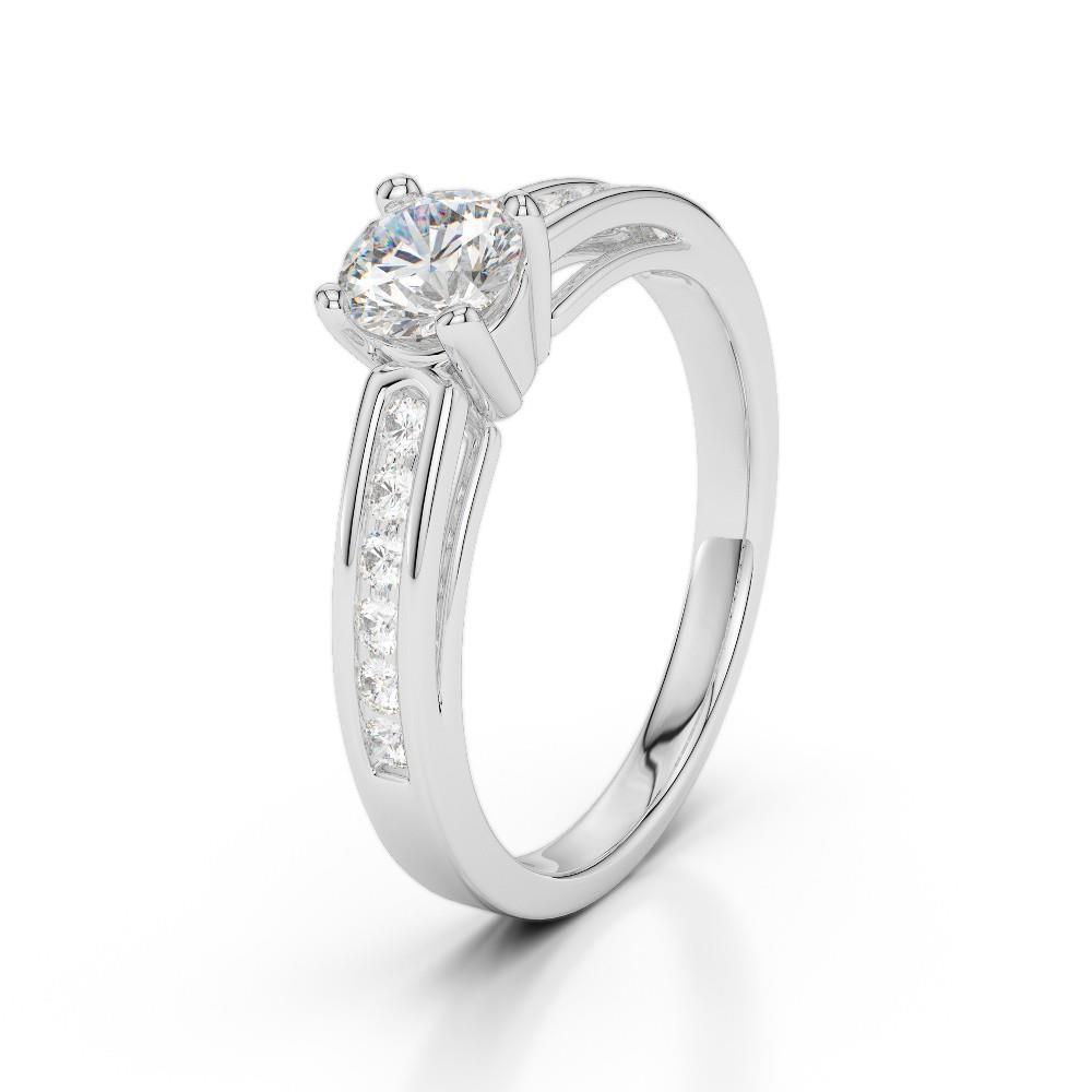 Bague De Fiançailles Avec Naturel Diamants Ronds De 1.50 Ct En Or Blanc 14K