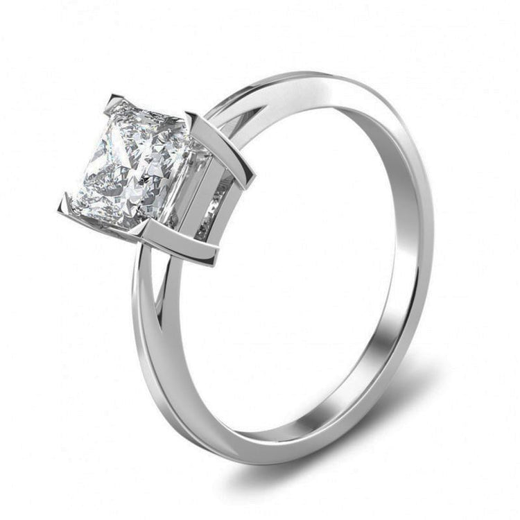 Bague De Fiançailles Avec Réel Diamants De Taille Radiante De 2.25 Carats Et Solitaire