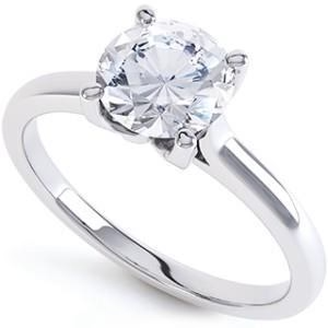 Bague De Fiançailles Avec Réel Diamants Solitaires De Grande Coupe Ronde de 2.85 Cts En Or Blanc 14K