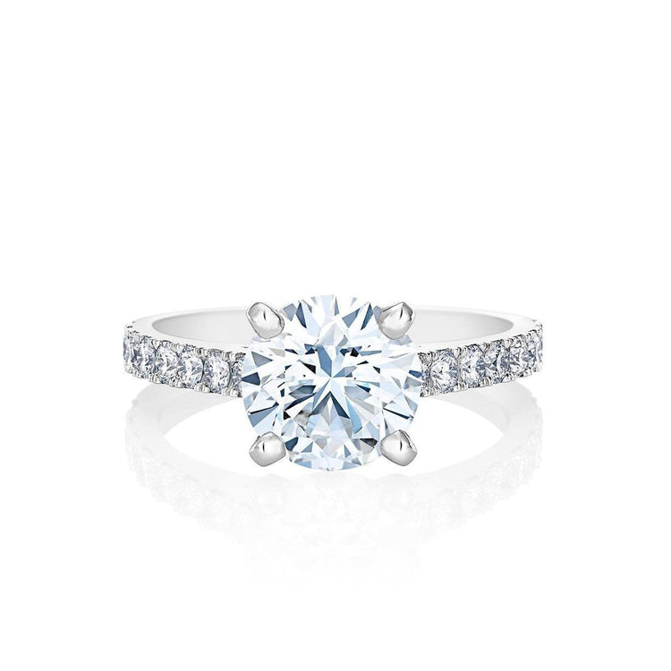 Bague De Fiançailles Avec Véritable Diamants Ronds De 3.40 Cts En Or Blanc Nouveau