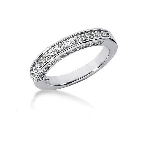 Bague De Fiançailles Avec Véritable Diamants Ronds Sertie De 3.15 Carats En Or Blanc 14K