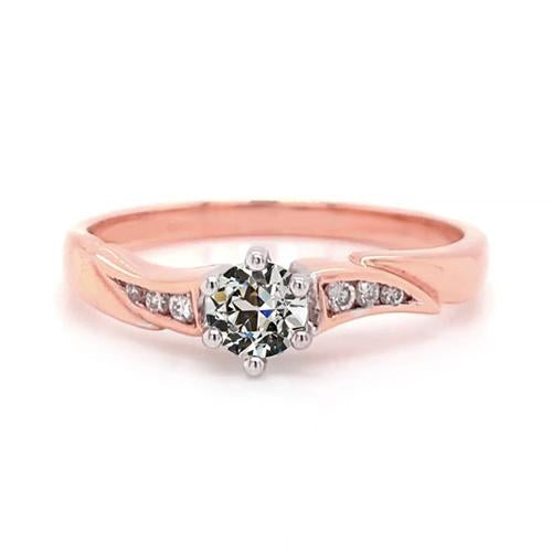 Bague De Fiançailles Bicolore Ronde Vieux Mineur Véritable Diamond 1.25 Carats