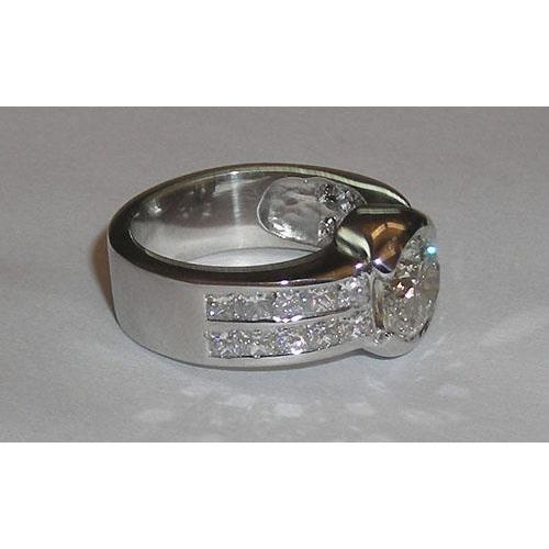 Bague De Fiançailles De 5.01 Carats  Réel Diamant Avec Accents En Or Blanc