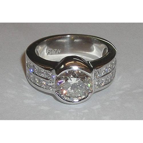 Bague De Fiançailles De 5.01 Carats  Réel Diamant Avec Accents En Or Blanc