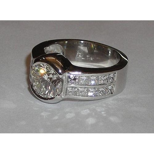 Bague De Fiançailles De 5.01 Carats  Réel Diamant Avec Accents En Or Blanc