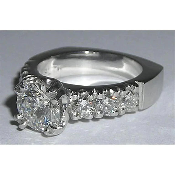 Bague De Fiançailles De Style Antique En Réel Diamant Taille Ronde En Or