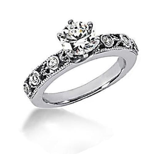 Bague De Fiançailles De Style Classique A 1,25 Carats De Naturel Diamants Ronds