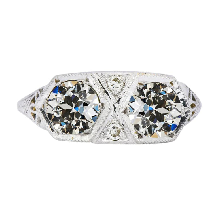 Bague De Fiançailles De Style Vintage Rond Réel Diamant Taille Ancienne Mine 3.25 Carats