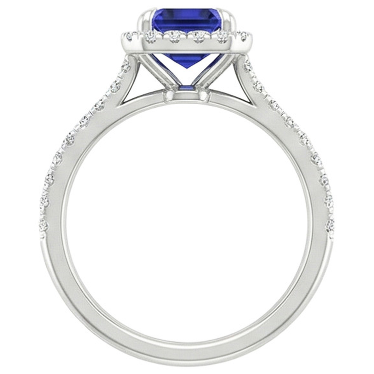 Bague De Fiançailles Diamant Naturels Extraits des Mines ( et non cultivés en laboratoire ) Saphir Taille émeraude