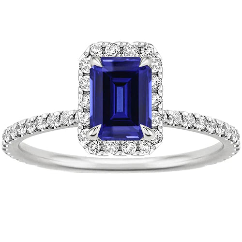 Bague De Fiançailles Diamant Saphir Taille émeraude
