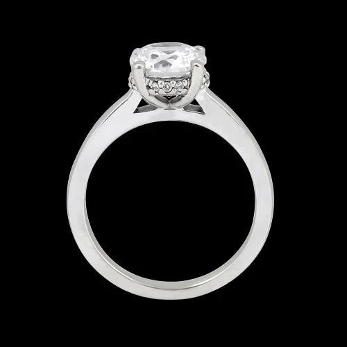 Bague De Fiançailles En Naturel Diamant Avec Halo Caché En Or Avec Accents