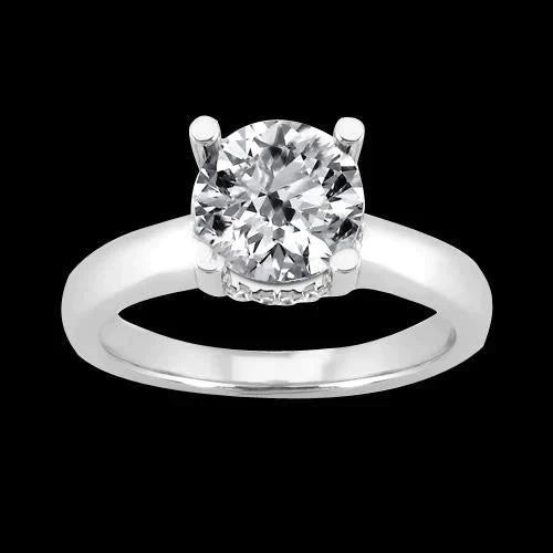Bague De Fiançailles En Naturel Diamant Avec Halo Caché En Or Avec Accents