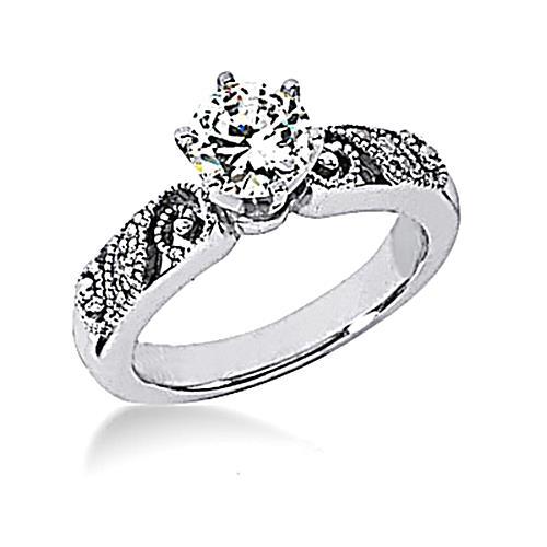 Bague De Fiançailles En Naturel Diamant De 1.75 Carats Sertie De Style Vintage En Or Blanc 14 Carats