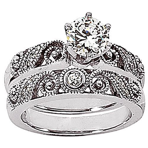 Bague De Fiançailles En Naturel Diamant De 1.75 Carats Sertie De Style Vintage En Or Blanc 14 Carats