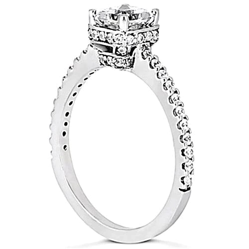 Bague De Fiançailles En Or 1,85 Carats Avec Halo De Naturel Diamants Cachés Et Accents